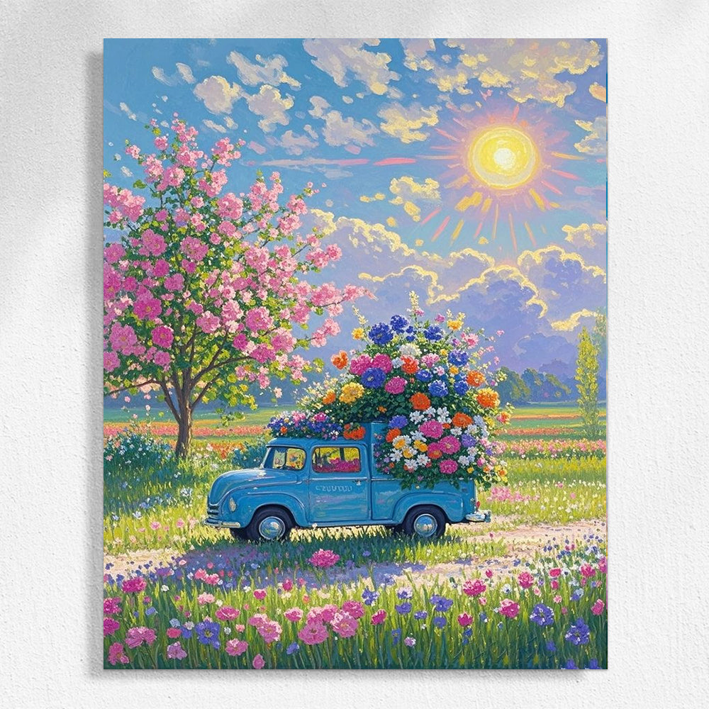 Vibrant Flower Route paint by numbers