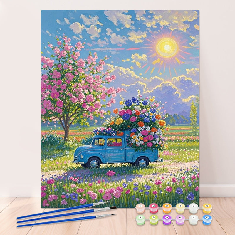 Vibrant Flower Route paint by numbers