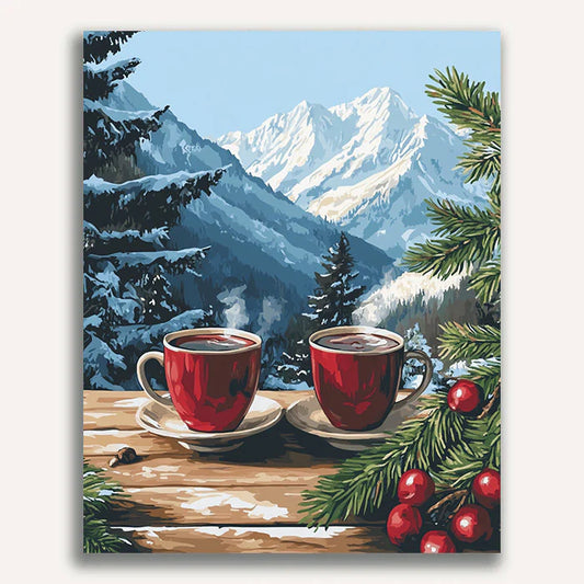 Snowy Mountain Coffee Paint By Numbers