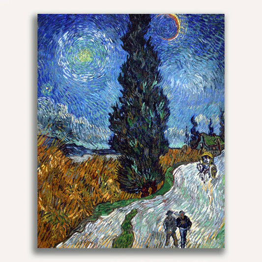 Road with Cypress and Star by Vincent Van Gogh Paint by Numbers