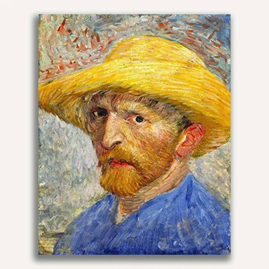 Portrait with Straw Hat by Vincent Van Gogh Paint by Numbers