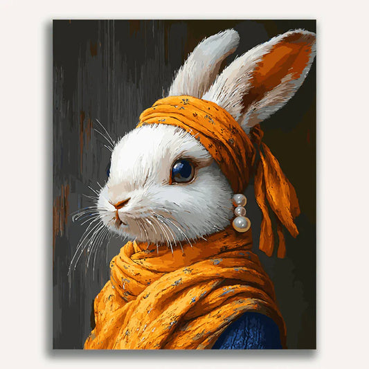 Ms. Rabbit with a pearl earring Paint by Numbers