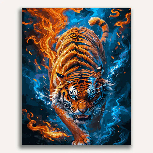 Burning Tiger Paint by  Numbers