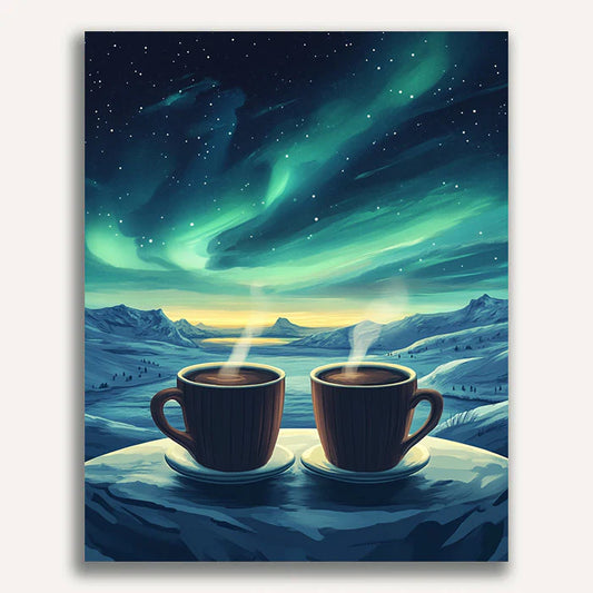 Northern Lights and Coffee Paint By Numbers