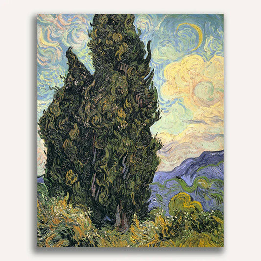 Cypresses by Vincent Van Gogh Paint by Numbers