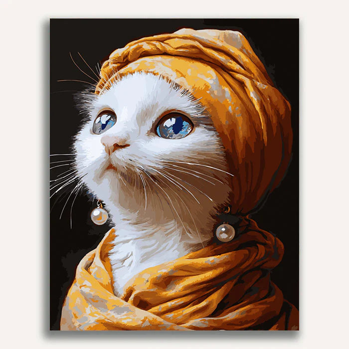 Cat with a pearl earring Paint by Numbers