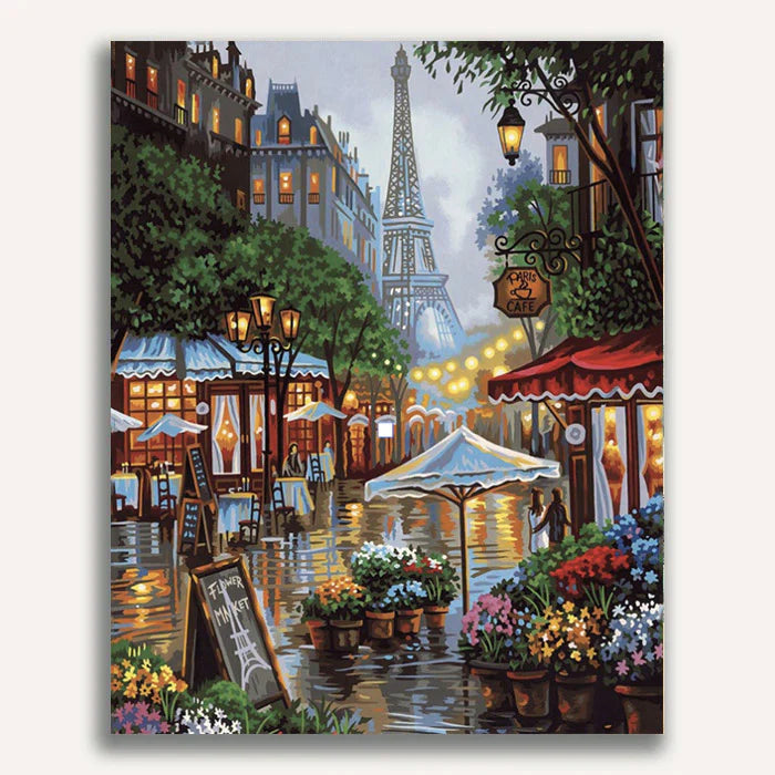 Paris in the Rain Paint by Numbers