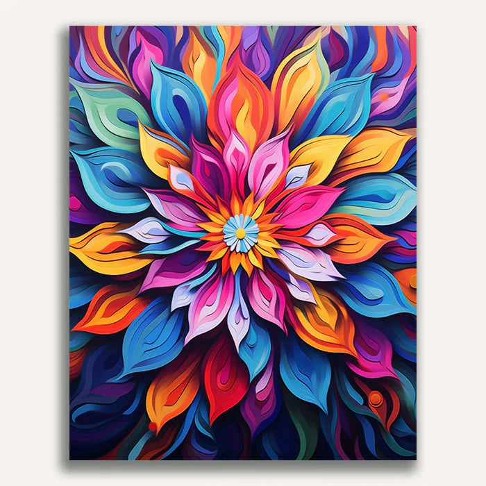 rainbow-colored flower Paint by Numbers