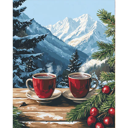 Snowy Mountain Coffee Paint By Numbers