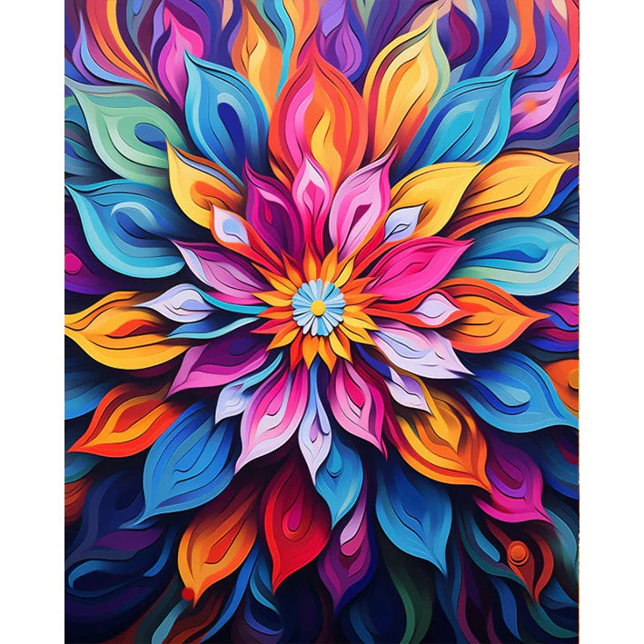 rainbow-colored flower Paint by Numbers