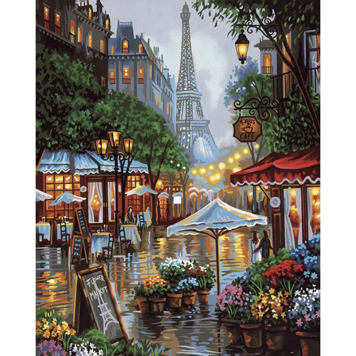 Paris in the Rain Paint by Numbers