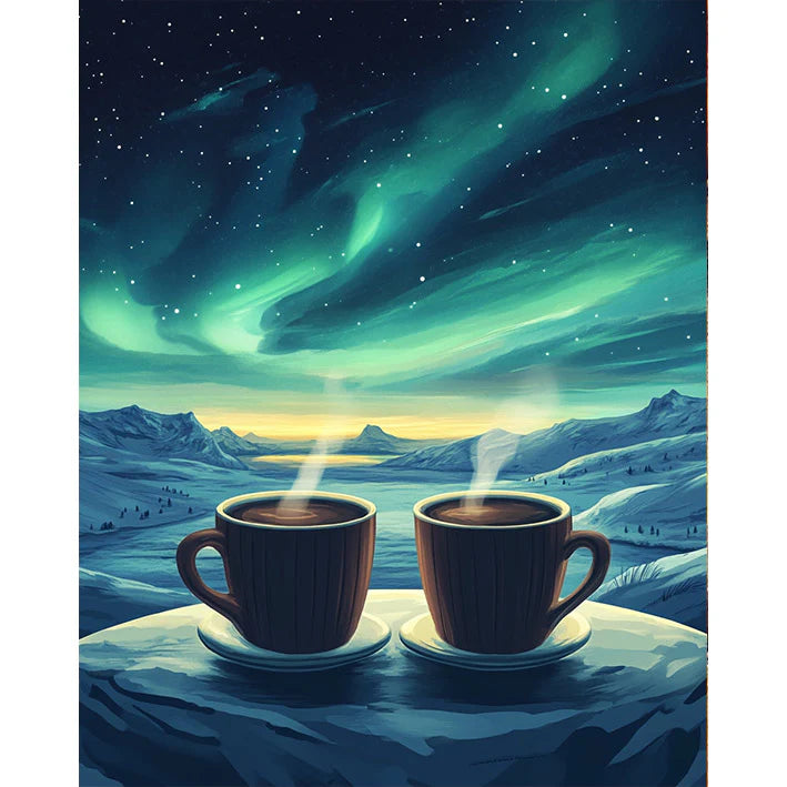 Northern Lights and Coffee Paint By Numbers