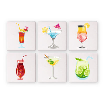 Mini Paint by Numbers Series #01: 'Summer Drinks' - 6-in-1 Set (6"x6" / 15x15cm)