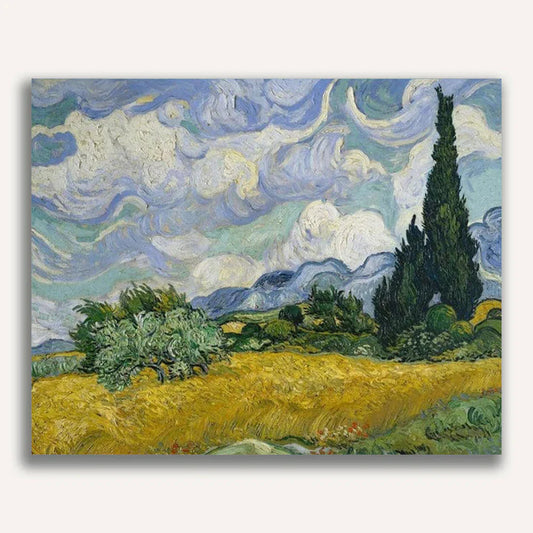 Wheat Field with Cypresses - Paint by Numbers