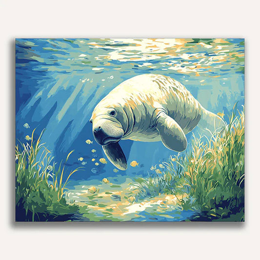 Manatee in Shallow Waters Paint by Numbers