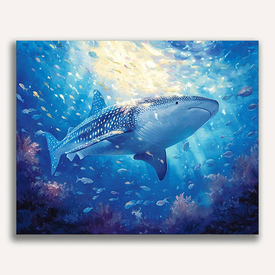 Whale Shark in a Plankton Bloom Paint by Numbers