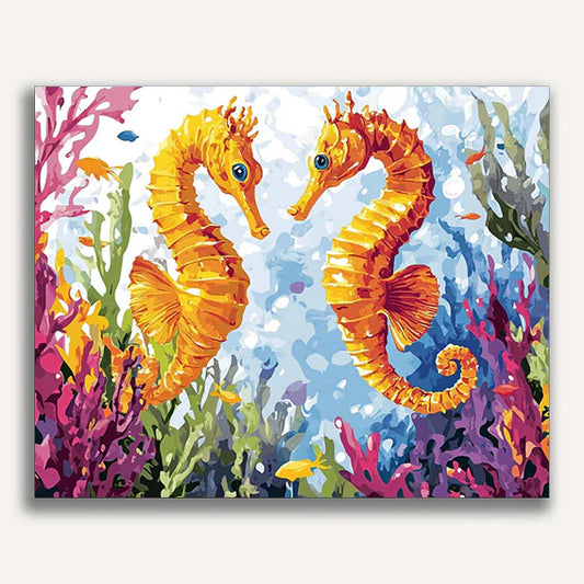 Seahorses in a Seaweed Garden Paint by Numbers