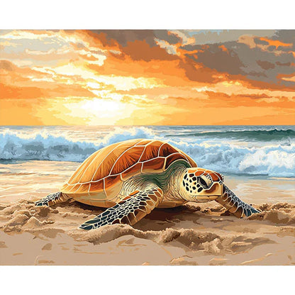 Sea Turtle Nesting on the Beach Paint by Numbers