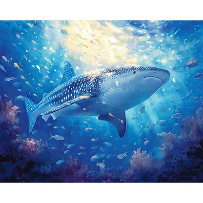 Whale Shark in a Plankton Bloom Paint by Numbers