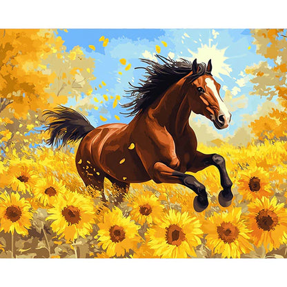 Sunflower galloping horse Paint by Numbers