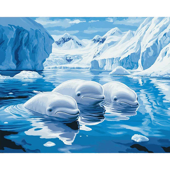 Beluga Whales in Arctic Waters Paint by Numbers