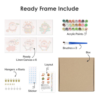 Mini Paint by Numbers Series #05: 'Christmas' - 6-in-1 Set (6"x6" / 15x15cm)