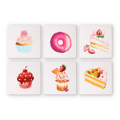 Mini Paint by Numbers Series 'cake2' - 6-in-1 Set (6"x6" / 15x15cm)