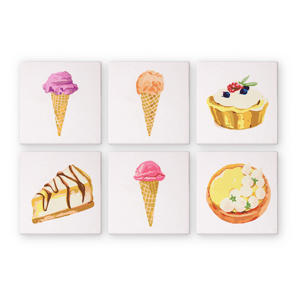 Mini Paint by Numbers Series #11: 'cake3' - 6-in-1 Set (6"x6" / 15x15cm)