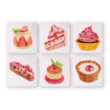 Mini Paint by Numbers Series #09: 'cake' - 6-in-1 Set (6"x6" / 15x15cm)