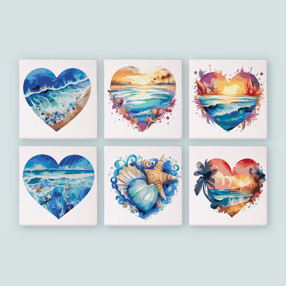 Mini Paint by Numbers Series #17: 'Heart of the Sea' - 6-in-1 Set (6"x6" / 15x15cm)