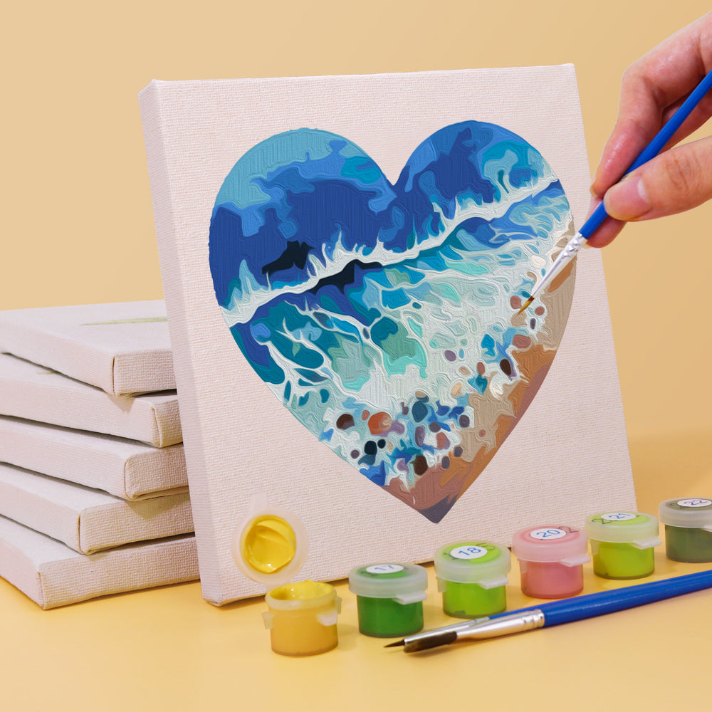 Mini Paint by Numbers Series #17: 'Heart of the Sea' - 6-in-1 Set (6"x6" / 15x15cm)