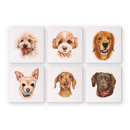 Mini Paint by Numbers Series 'dog' - 6-in-1 Set (6"x6" / 15x15cm)