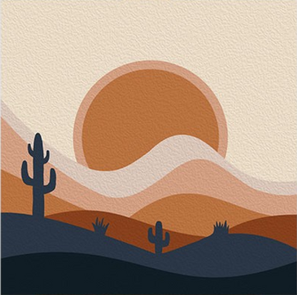 Desert Sunset Overpass Mini Paint by Numbers  (8"x8" / 20x20cm）