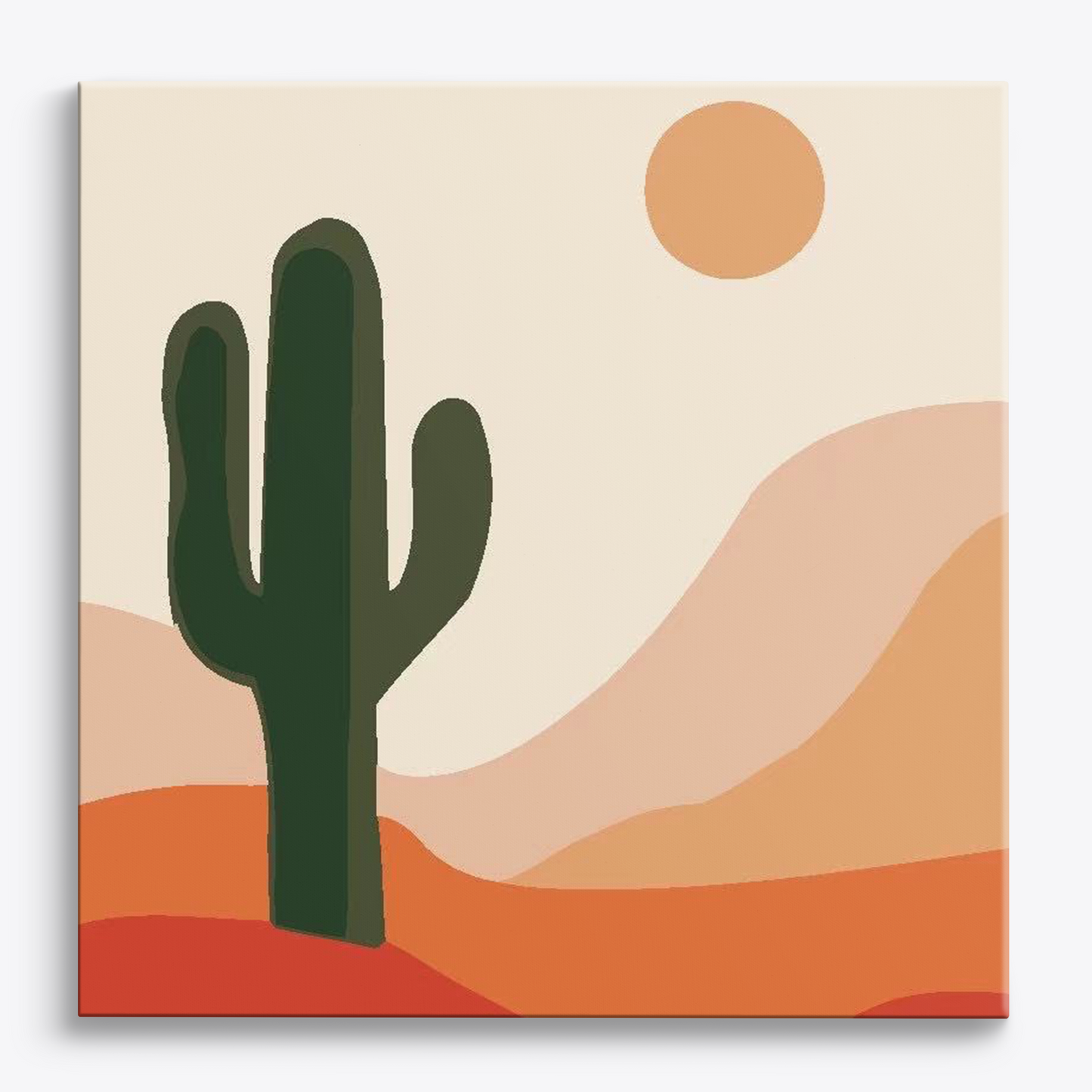 Cactus In the Sun Mini Paint by Numbers  (8"x8" / 20x20cm）