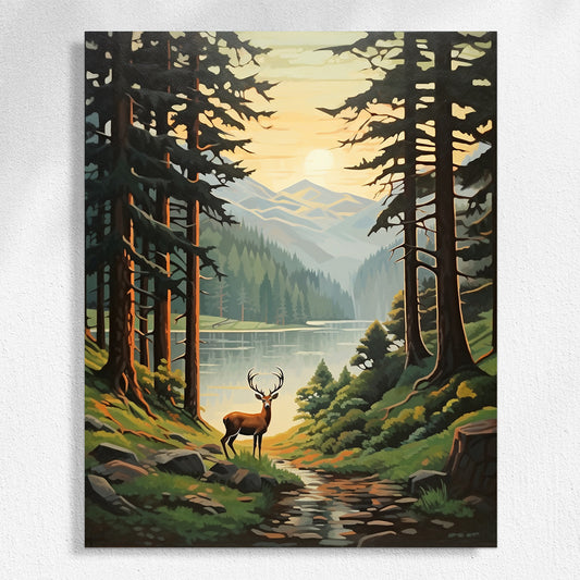Deer shadows at sunrise paint by numbers