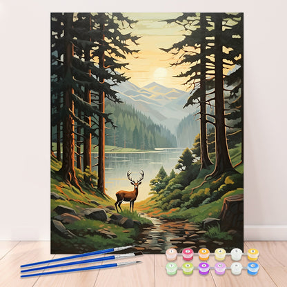 Deer shadows at sunrise paint by numbers