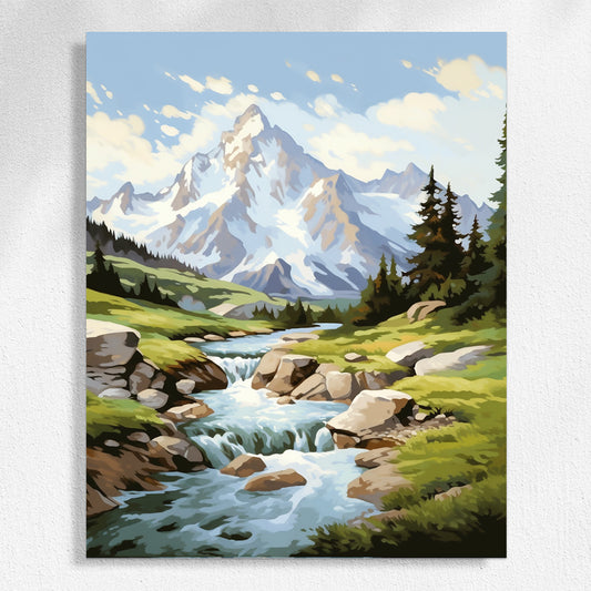 Lush green valley scenery paint by numbers