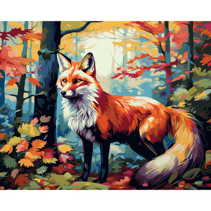 Autumn Painted-Fox Paint by Numbers