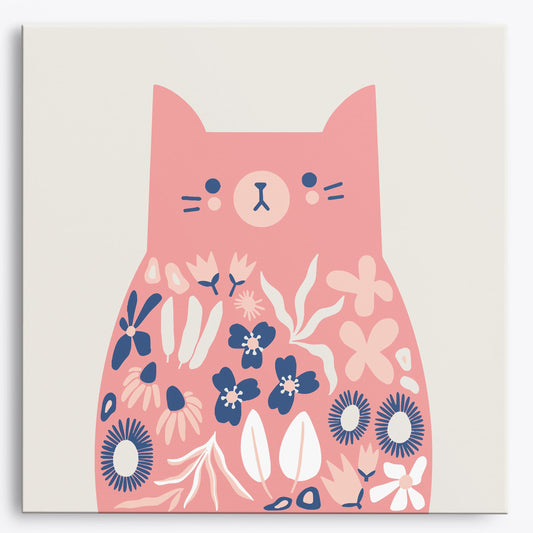 Floral Feline Mini Paint by Numbers (8"x8" / 20x20cm）