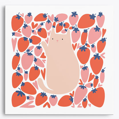 Strawberry Cat Mini Paint by Numbers (8"x8" / 20x20cm）