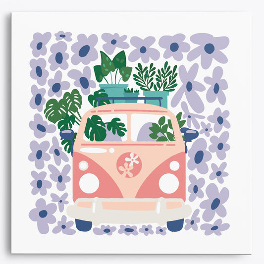 Retro Blossom Bus Mini Paint by Numbers Series (8"x8" / 20x20cm)