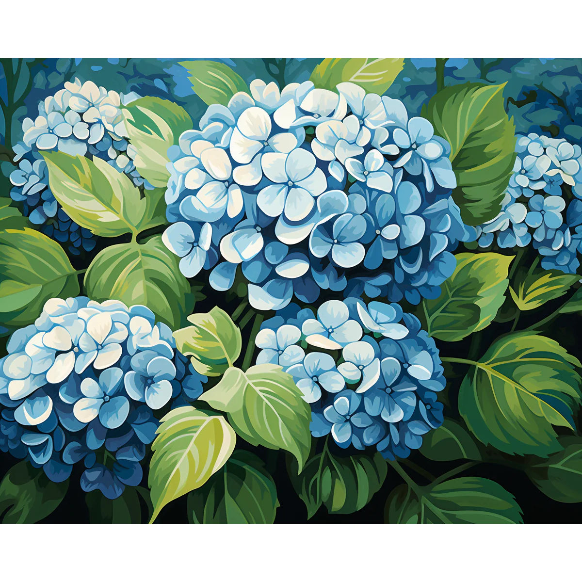 Clustered Hydrangeas Paint by Numbers