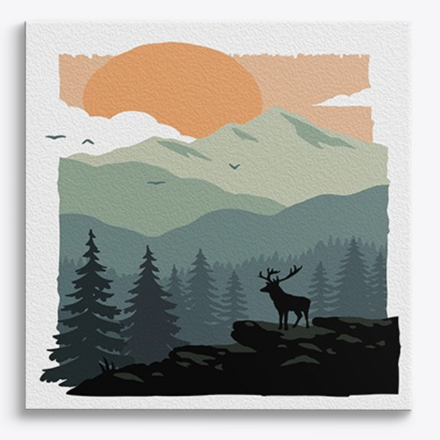 Moose Mountain Mini Paint by Numbers  (8"x8" / 20x20cm）