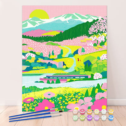 Colorful Countryside - Paint by Numbers Park View | DIY Relaxing Nature Kit | Paintbyart