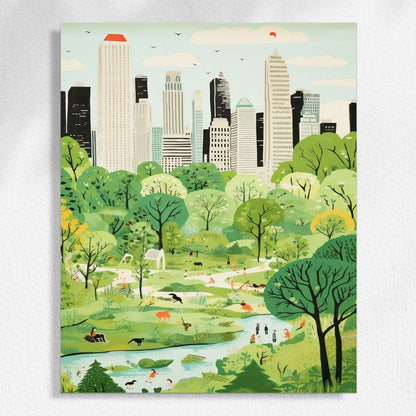 Urban Oasis -  Urban Cityscape Paint by Numbers | Skyline Canvas Kit | Paintbyart