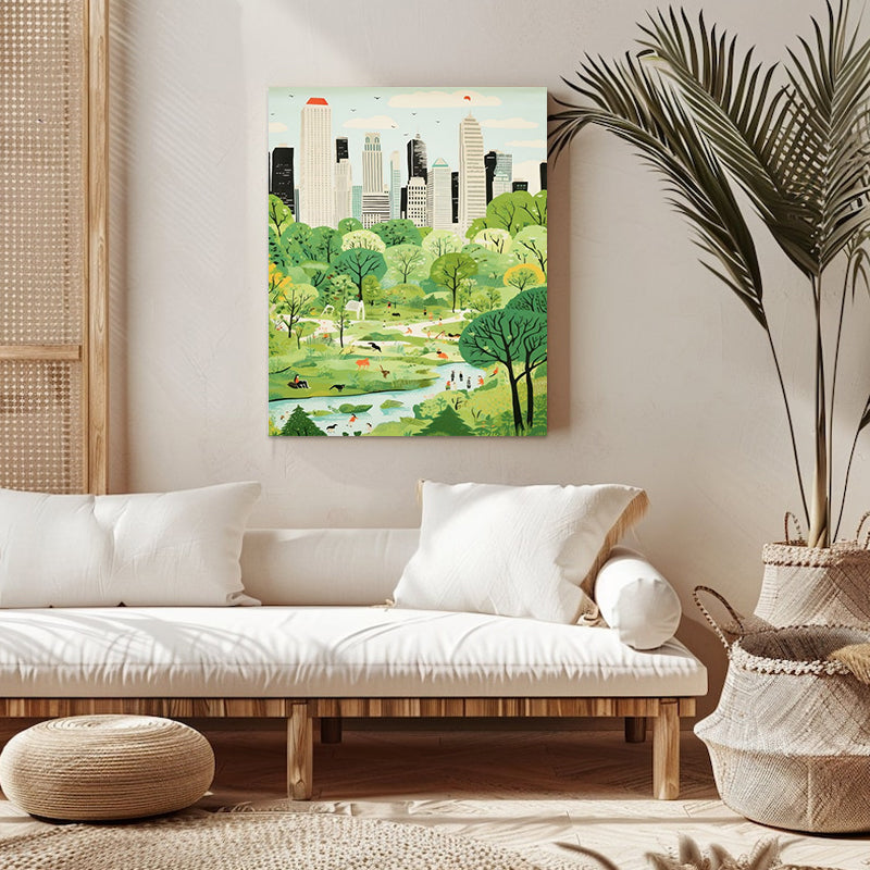 Urban Oasis -  Urban Cityscape Paint by Numbers | Skyline Canvas Kit | Paintbyart