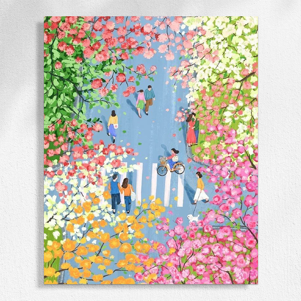 Flower Walk - Seasonal Paint by Numbers Kits | Spring, Autumn, Winter Views | Paintbyart