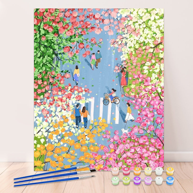 Flower Walk - Seasonal Paint by Numbers Kits | Spring, Autumn, Winter Views | Paintbyart
