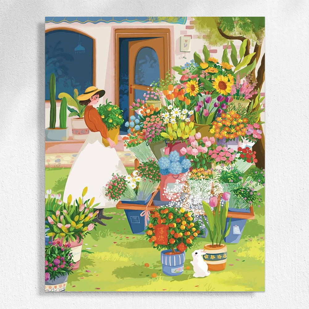 Kasuga Flower Shop - Floral Paint by Numbers Kits | DIY Flower Canvas Art | Paintbyart