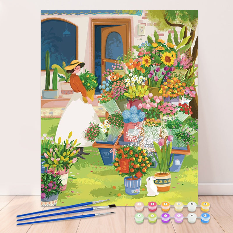 Kasuga Flower Shop - Floral Paint by Numbers Kits | DIY Flower Canvas Art | Paintbyart